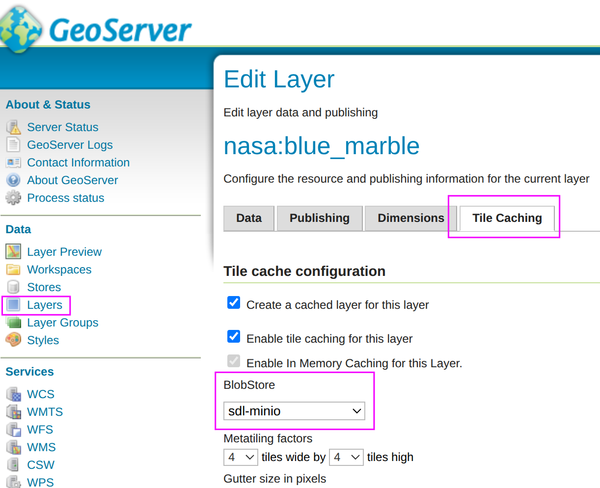 NASA Blue Marble S3 Cache Configuration