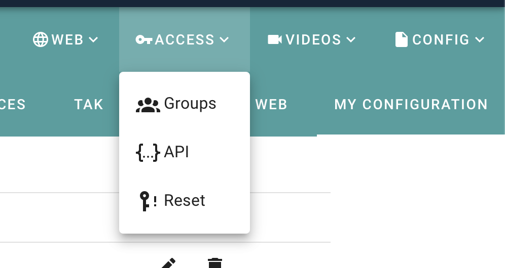 Compass Access API menu