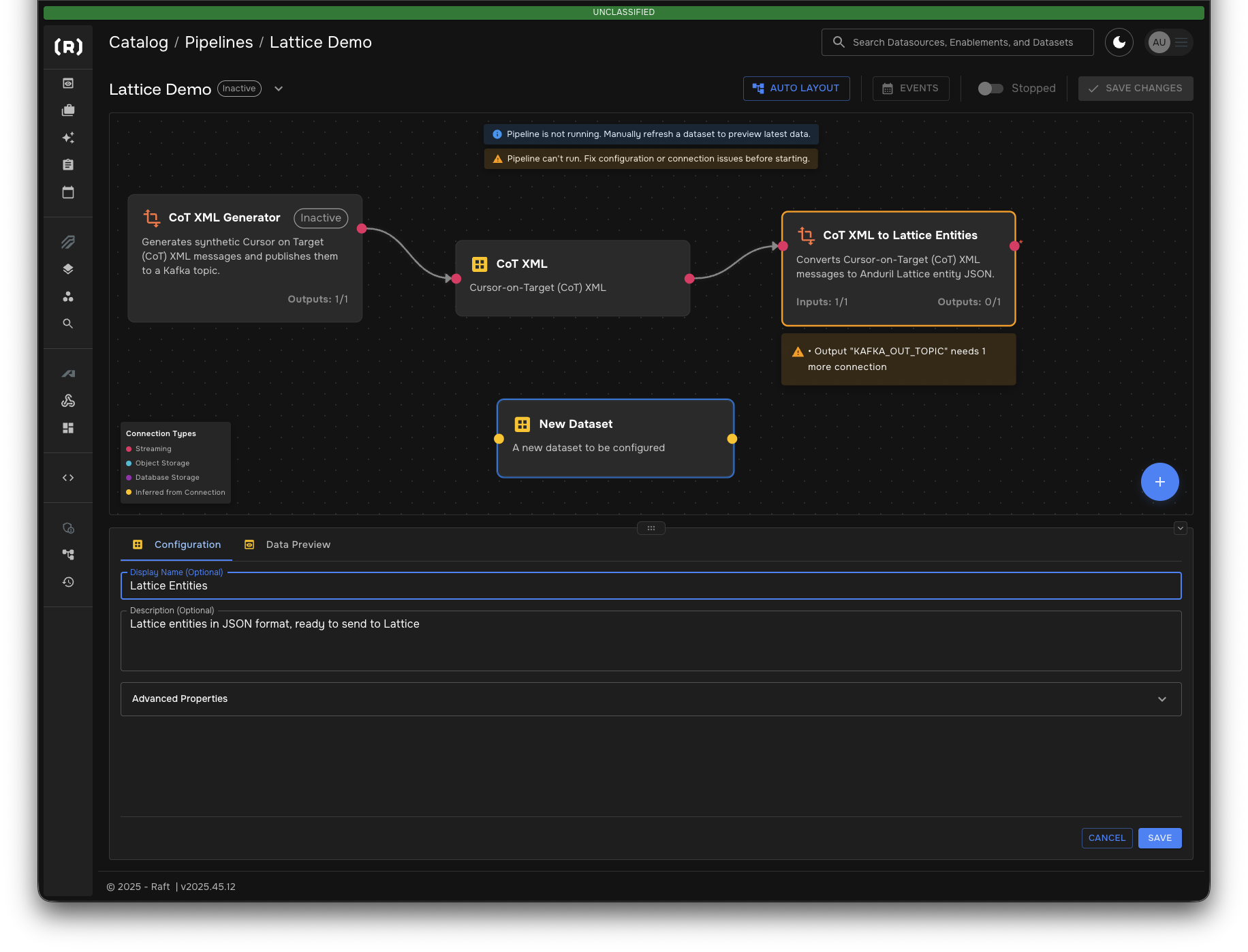 Configuring the Lattice Entities dataset