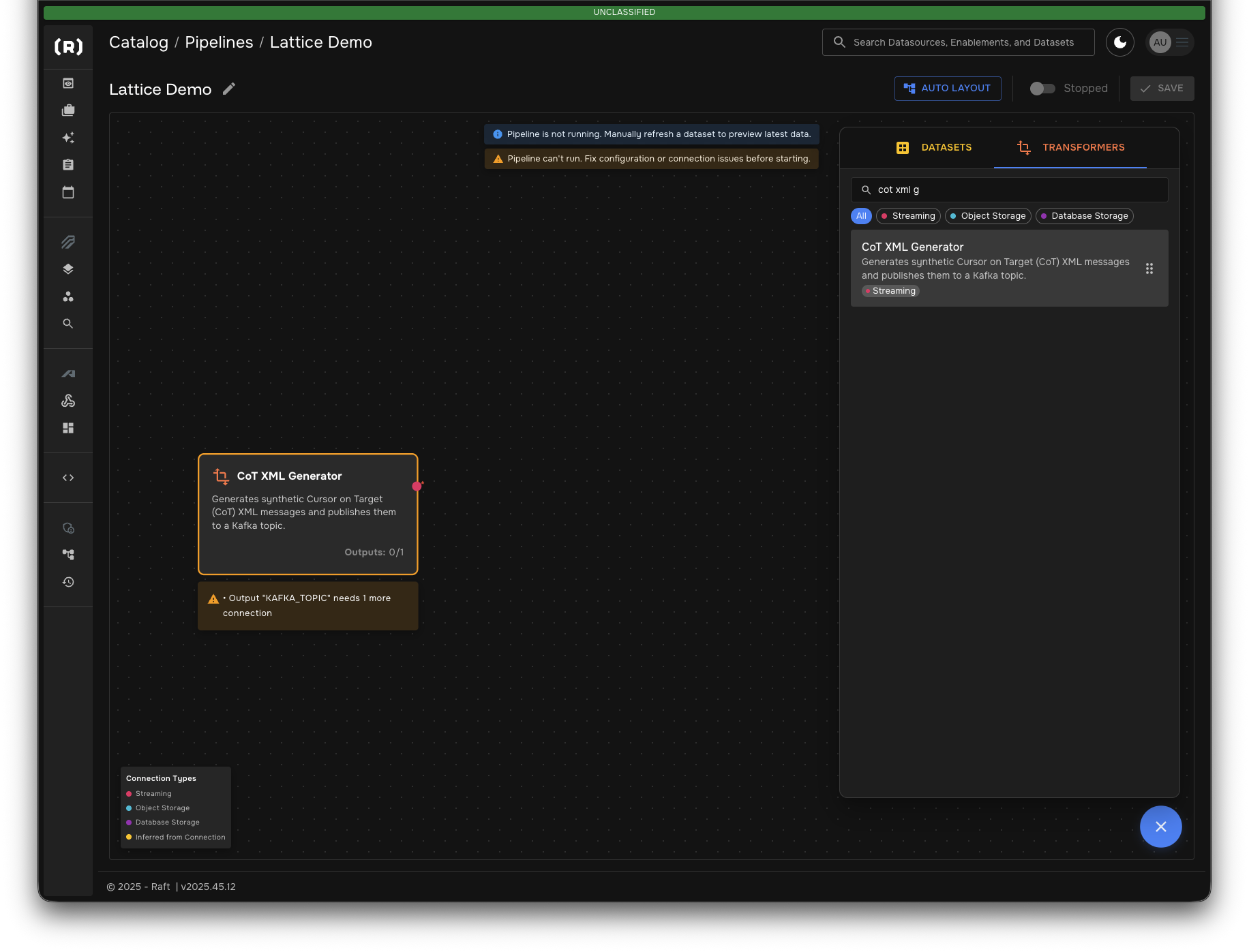 CoT XML Generator node added to pipeline