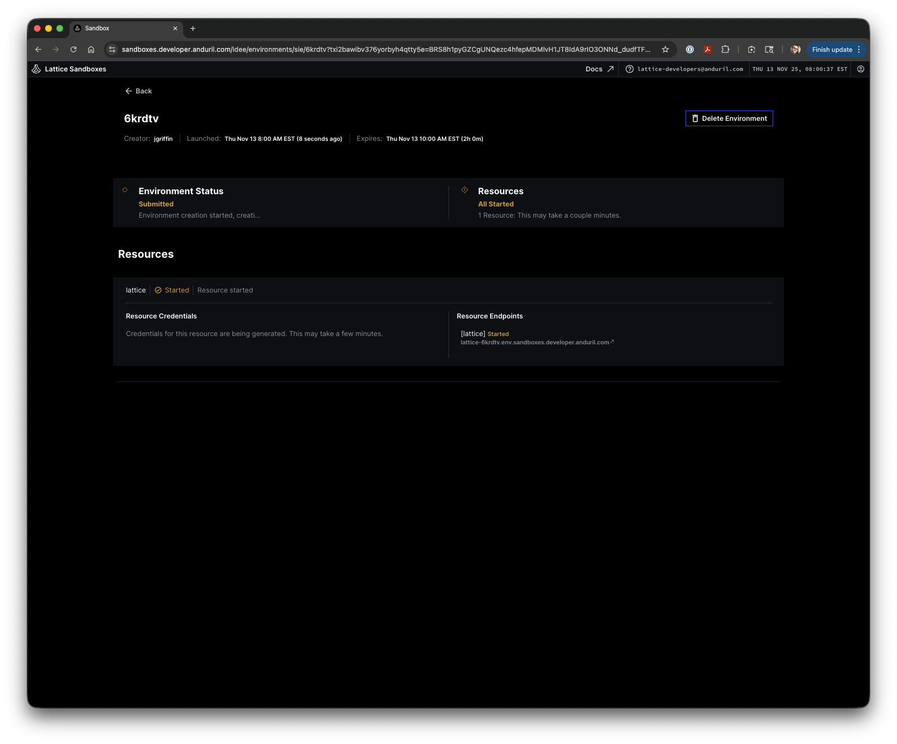 Lattice environment starting up