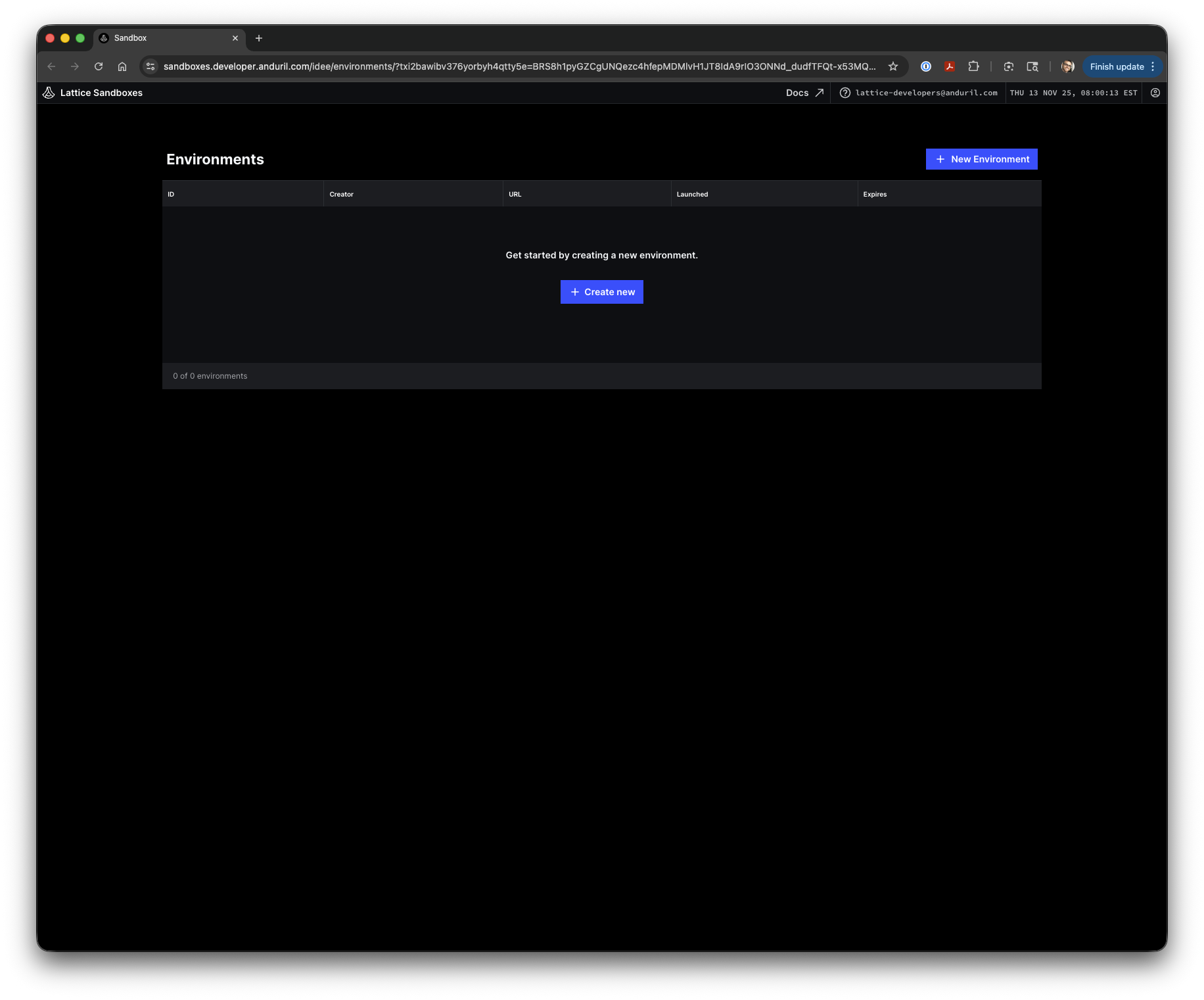 Empty Lattice environments page