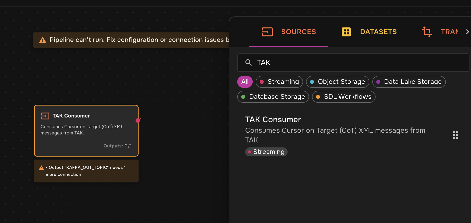 Search results showing TAK Consumer source
