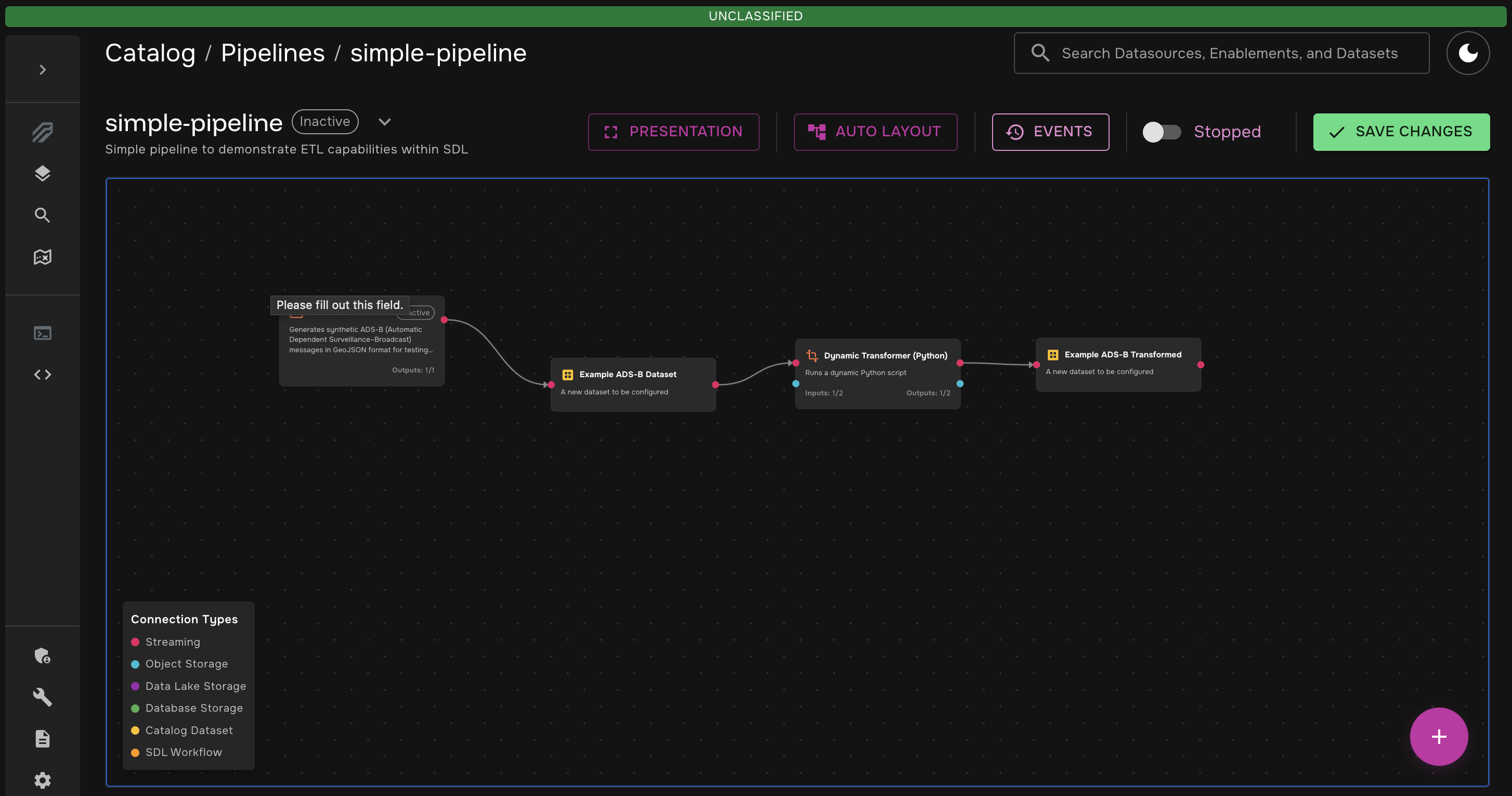 Connect Nodes Between Python and Datasets