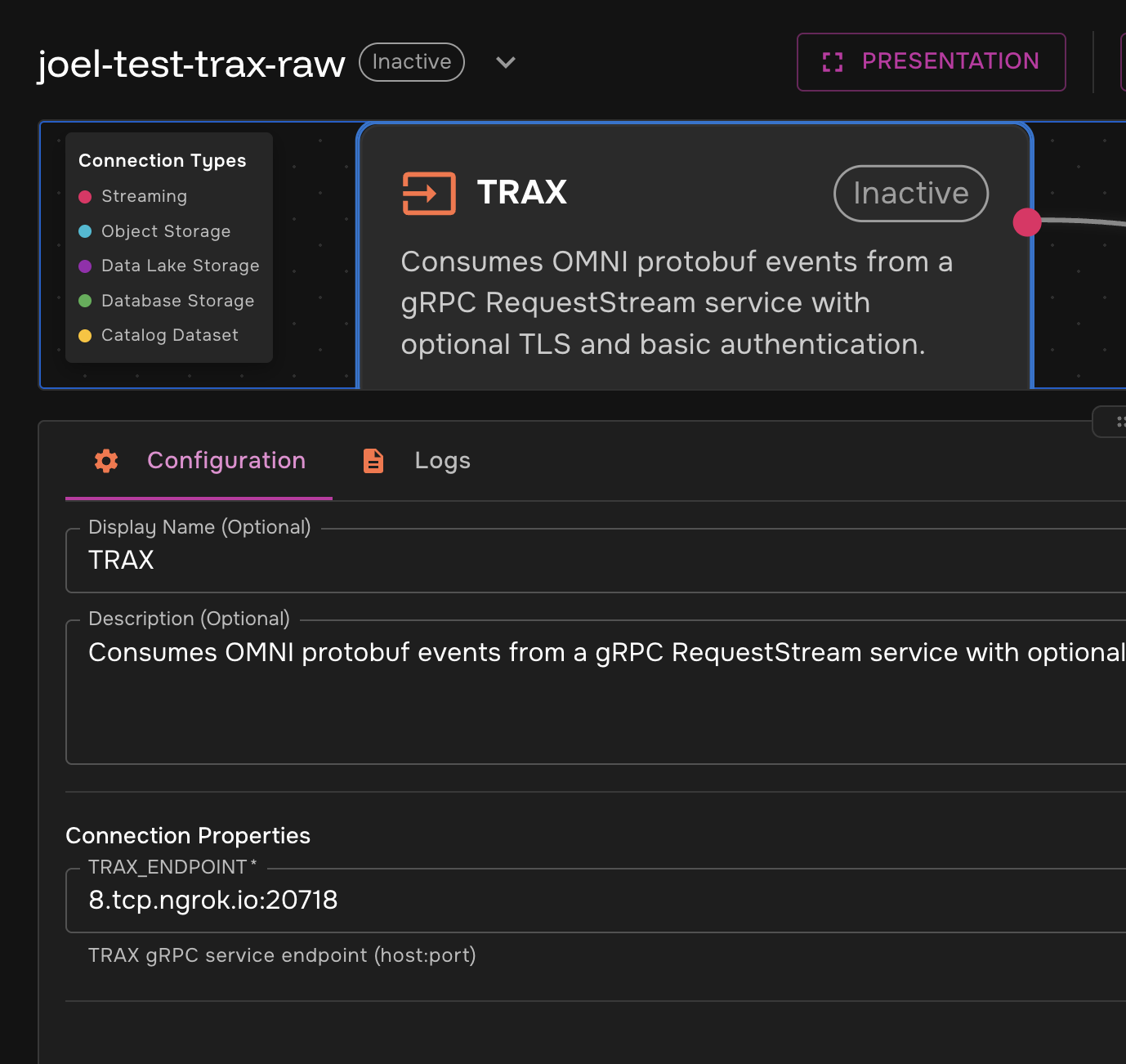 TRAX source configuration