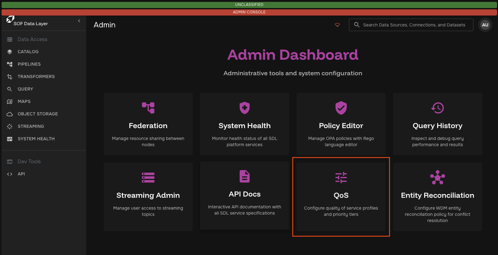 QoS Admin Dash