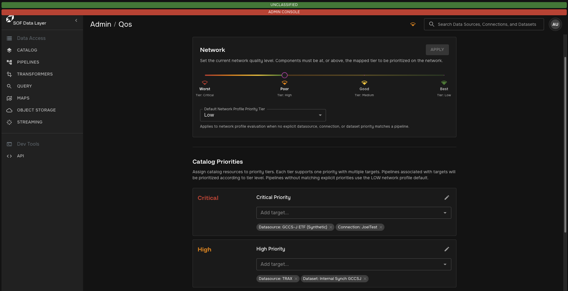 QoS Admin Page