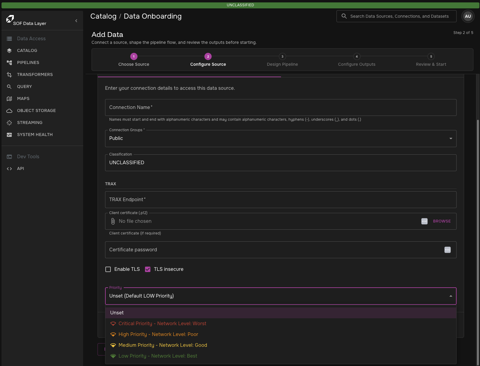 QoS Connection Create View